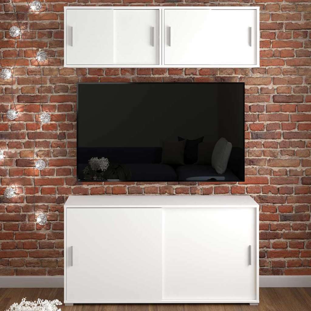 Drei Wohnzimmer Schränke in Weiß Schiebetüren (dreiteilig)