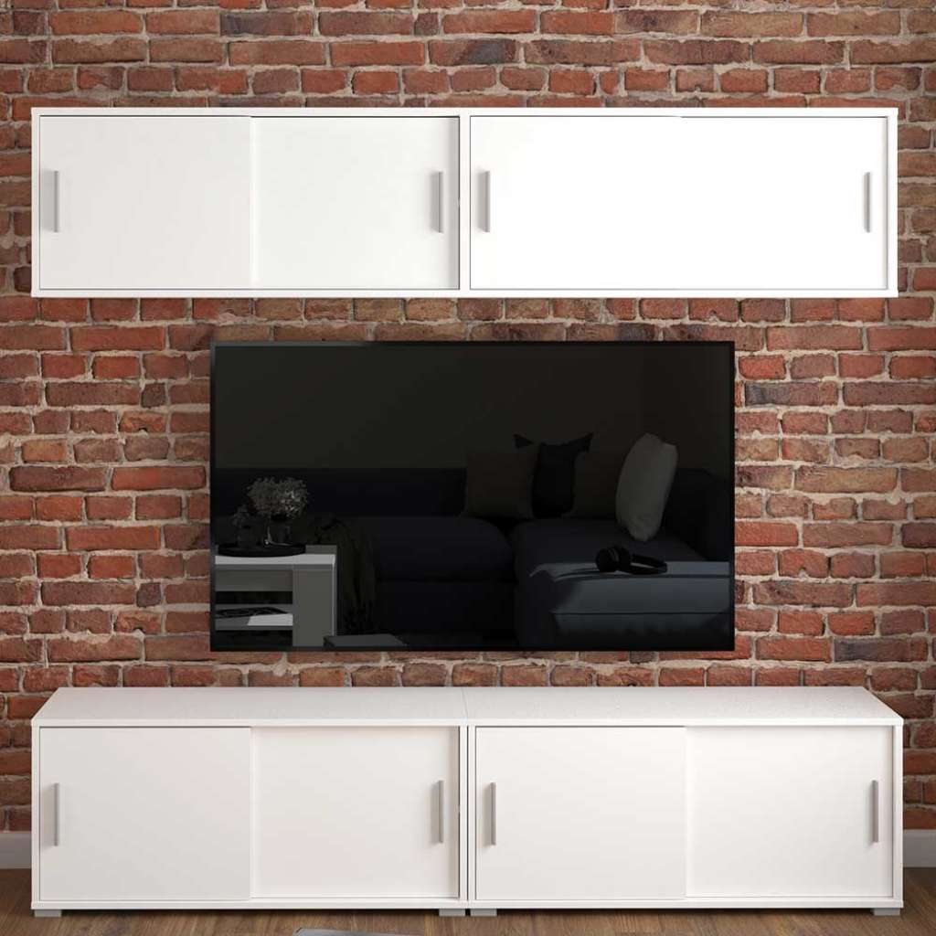Fernseher Schrankwand in modernem Design 200 cm breit (vierteilig)