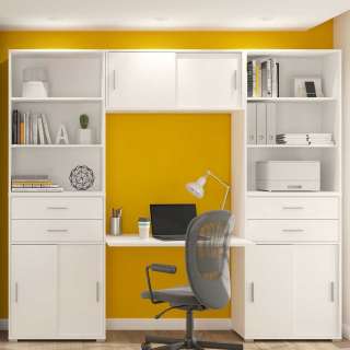 Schreibtisch mit Schrank in modernem Design 236 cm breit (sechsteilig)