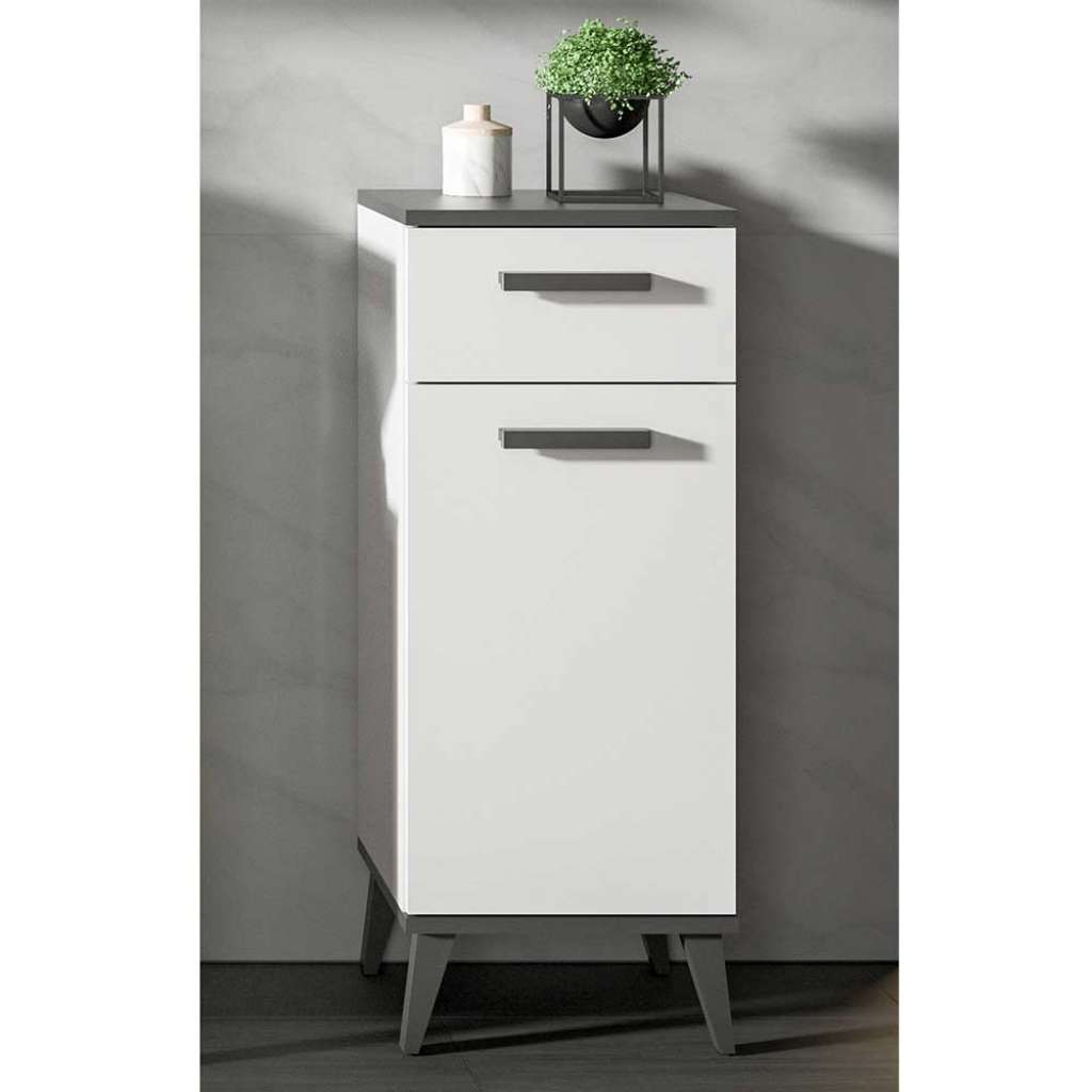 Badezimmerschränkchen in Weiß und Anthrazit 87 cm hoch
