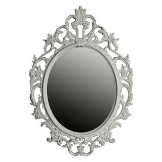 Ovaler Barock Spiegel mit Kunststoffrahmen Weiß und Goldfarben gewischt