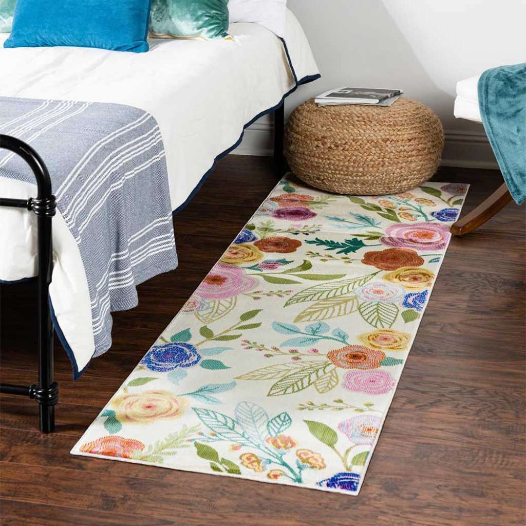 Blumenteppich bunt aus Kurzflor zwei Größen