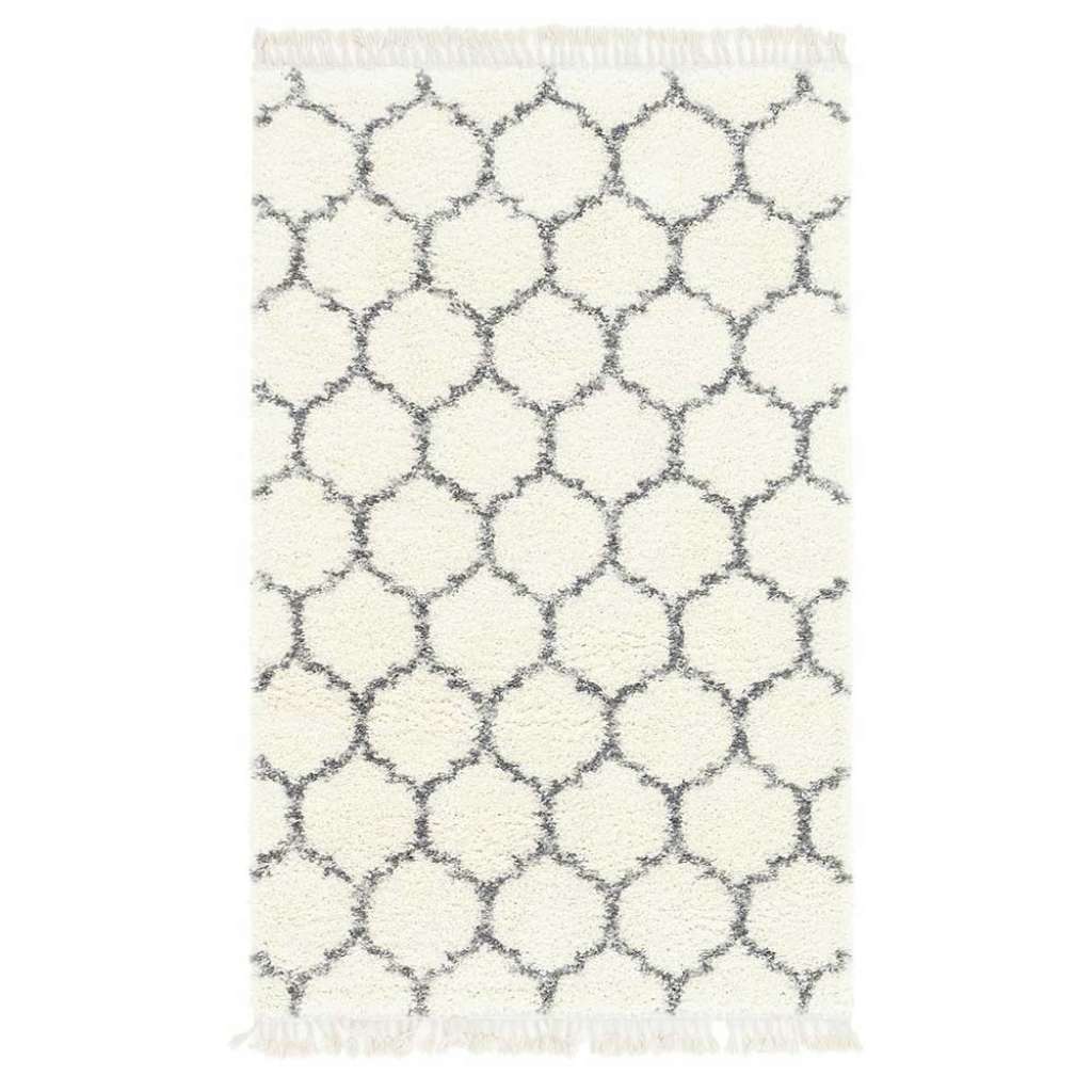 Hochflor Teppiche in Cremefarben und Grau Kachelmuster