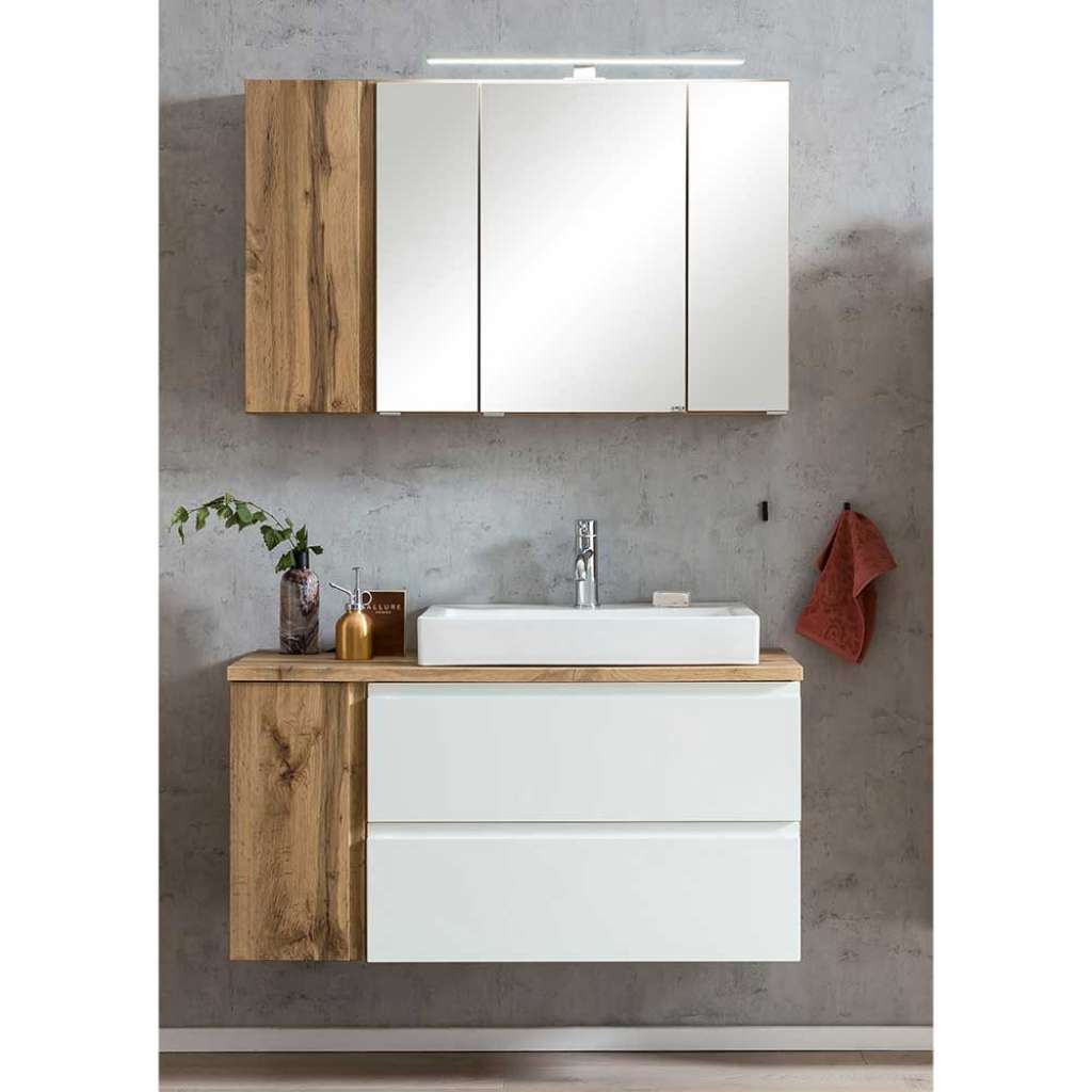 Waschtisch mit Spiegelschrank inklusive Becken 105 cm breit (zweiteilig)