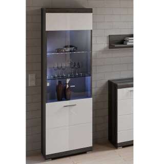 Hochglanzvitrine mit Glastür 184 cm hoch - 57 cm breit