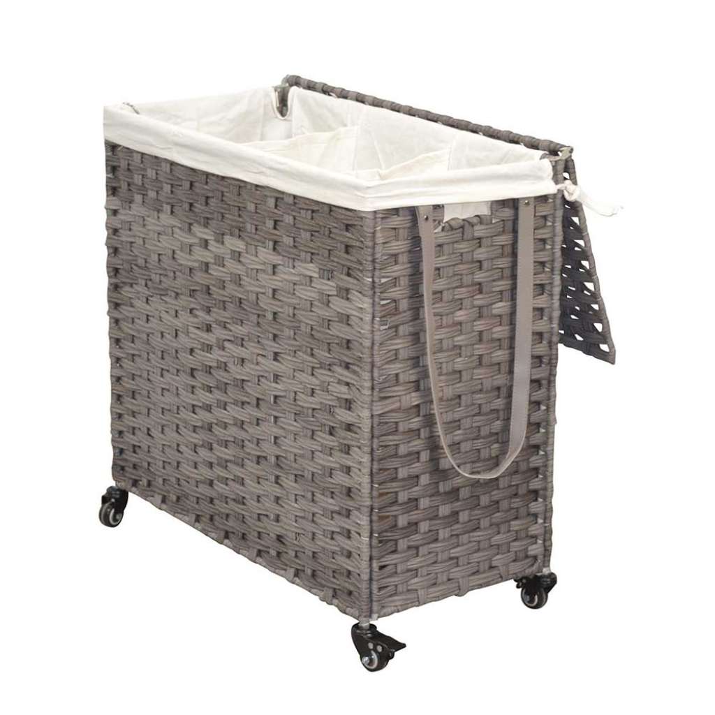 Wäschewagen mit drei Kammern aus Kunstrattan Landhausstil