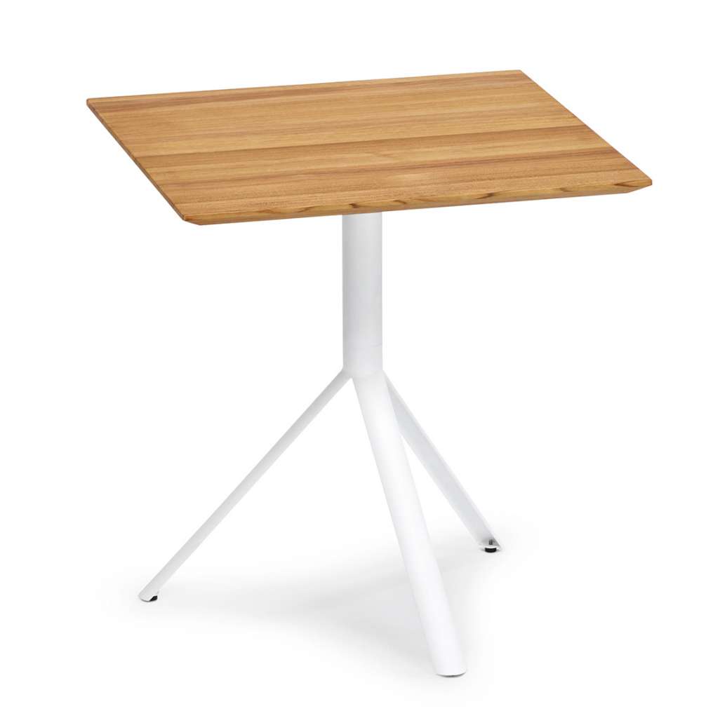Weishäupl - Trio Bistrotisch eckig - Teak massiv - Gestell weiß - 70 x 70 cm - indoor