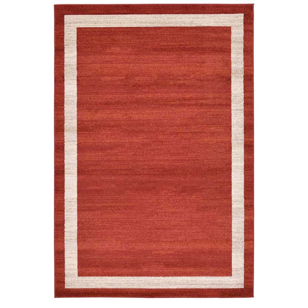 Rechteckiger Teppich in Terracotta und Beige pflegeleichter Kurzflor