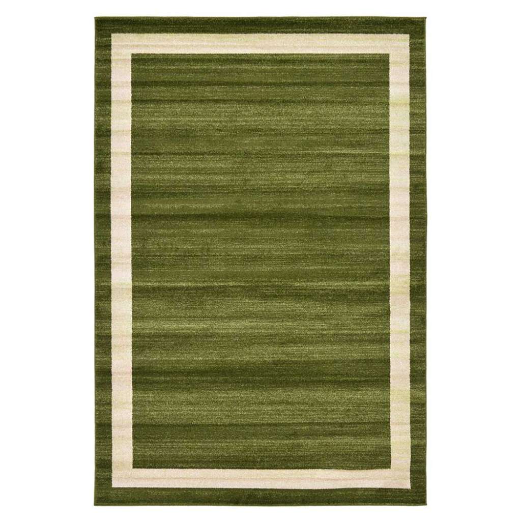 Esszimmerteppich in Oliv Grün und Cremefarben Kurzflor