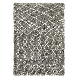 Hochflor Teppich mit Muster in Grau und Cremefarben Skandi Design