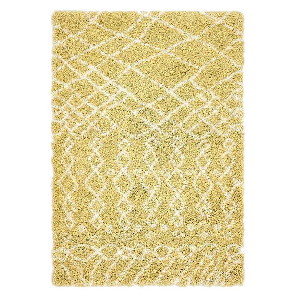 Hochflor Teppiche Shaggy in Gelb und Cremefarben Skandi Design