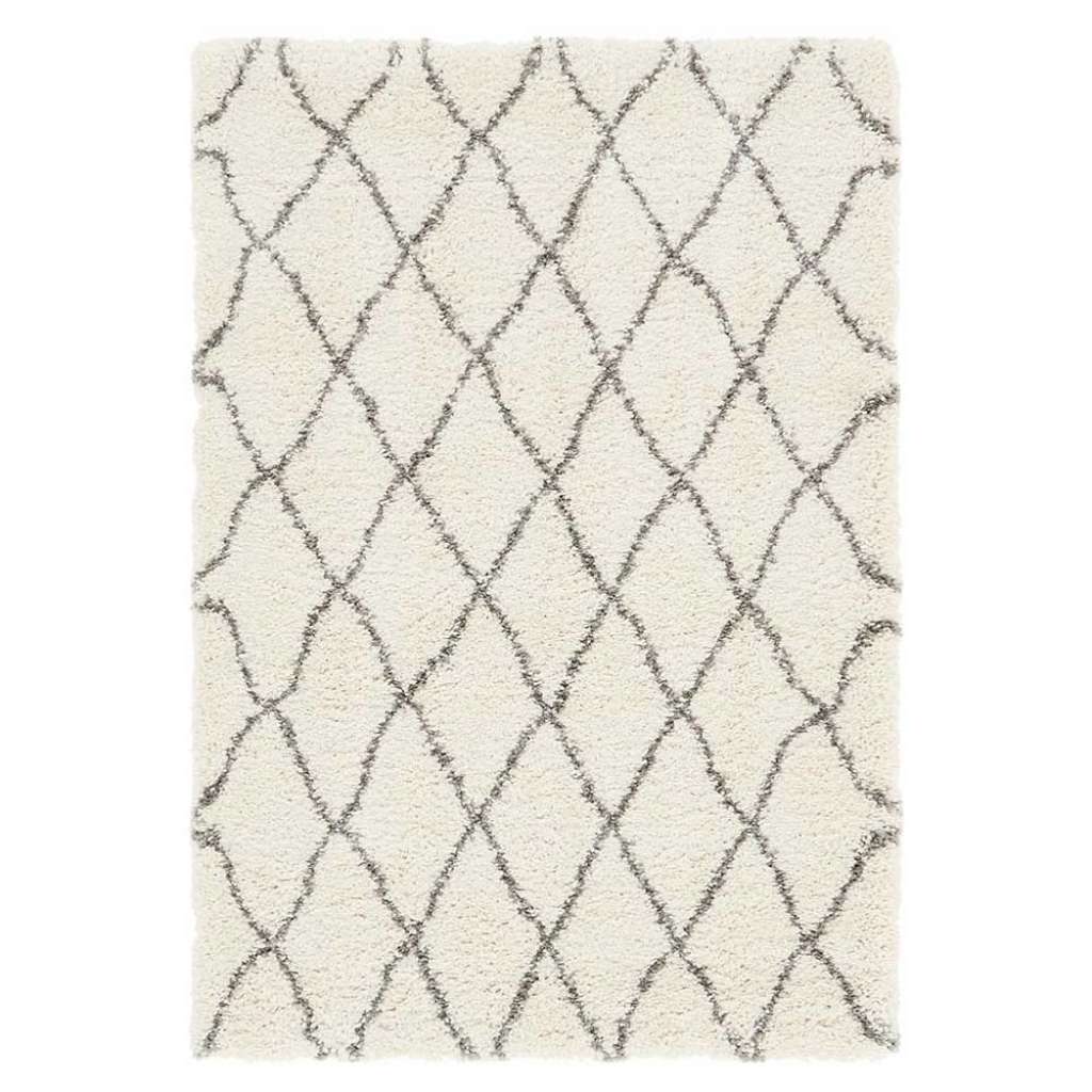 Hochflor Teppiche in Cremefarben und Grau geometrischem Muster