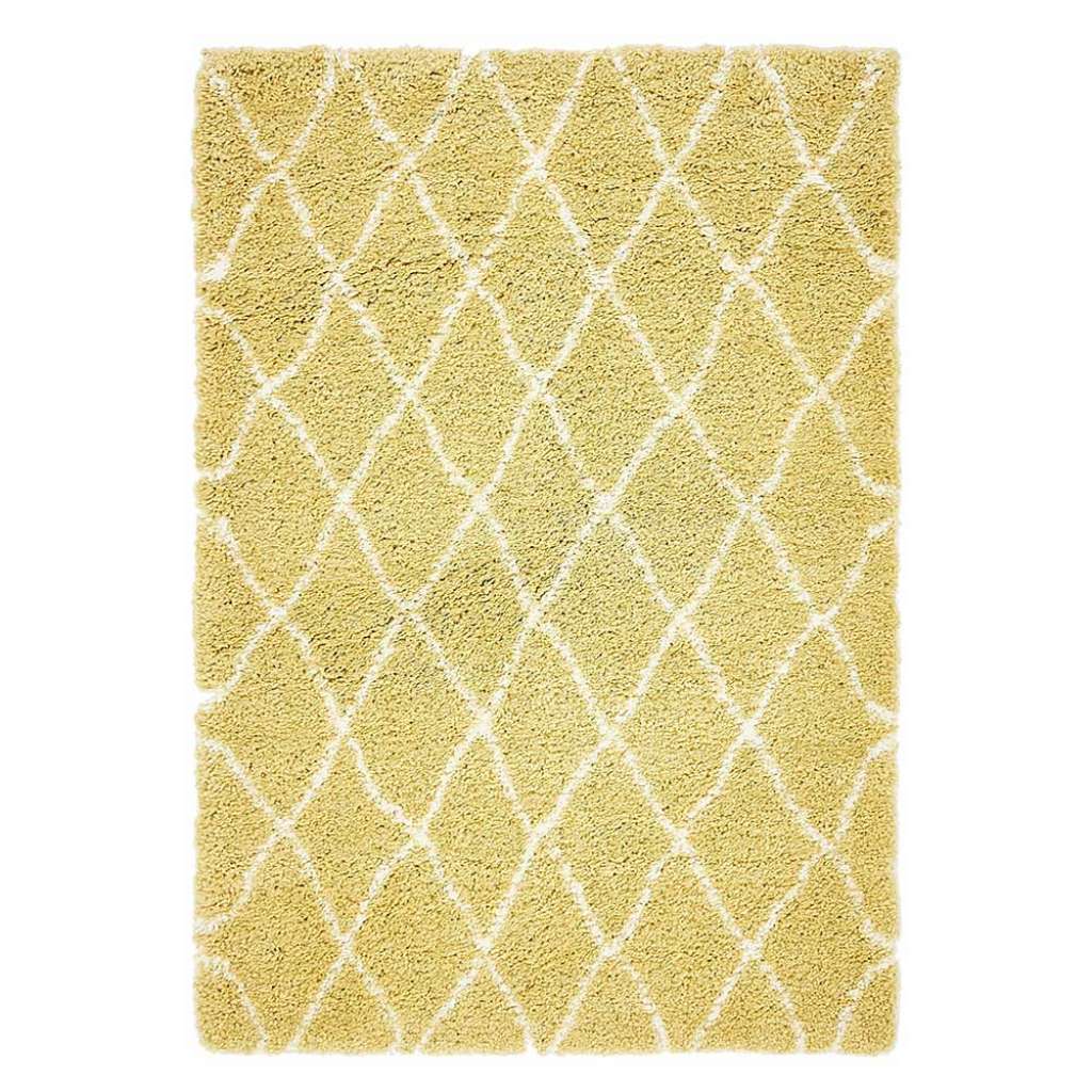 Teppich Rautenmuster in Gelb und Cremefarben Skandi Design
