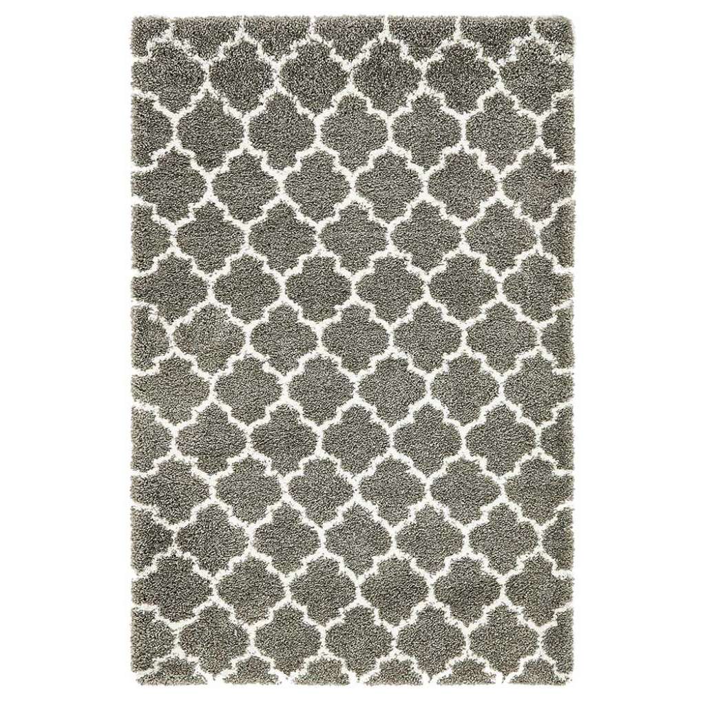 Teppich Shaggy Grau mit Kachelmuster Skandi Design