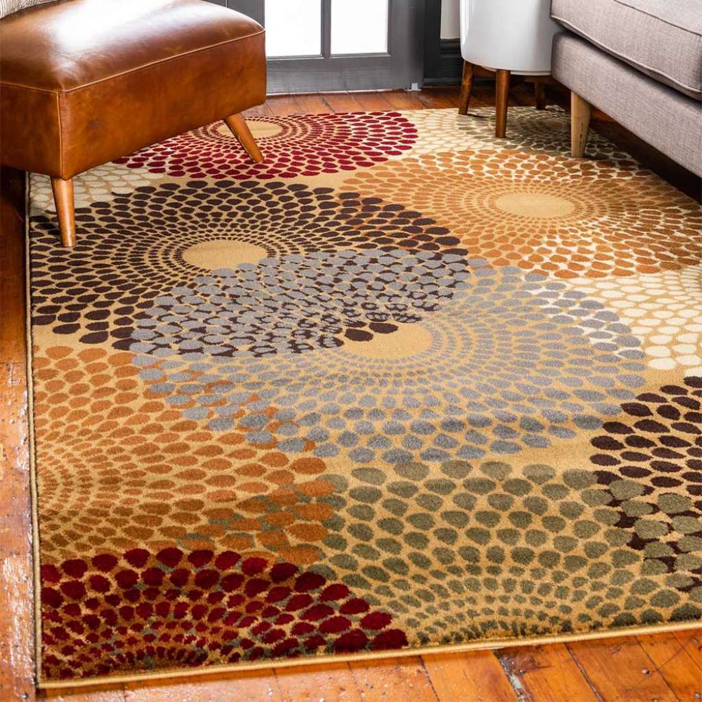 Mehrfarbiger Teppich rechteckig aus Kurzflor Mandala Motiv