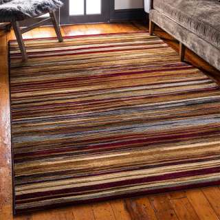 Teppich mit Streifen bunt aus Kurzflor 150x245 cm