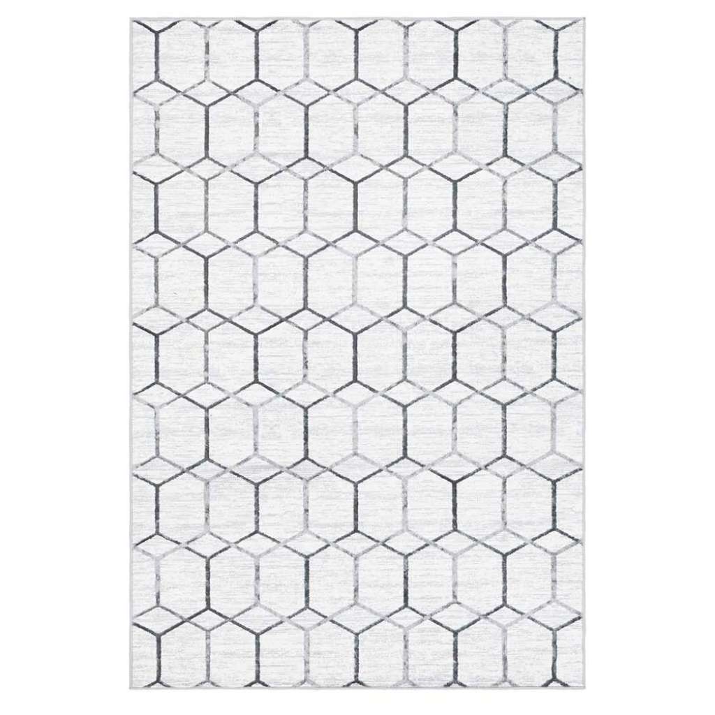 Grafischer Teppich in Cremefarben und Grau Kurzflor