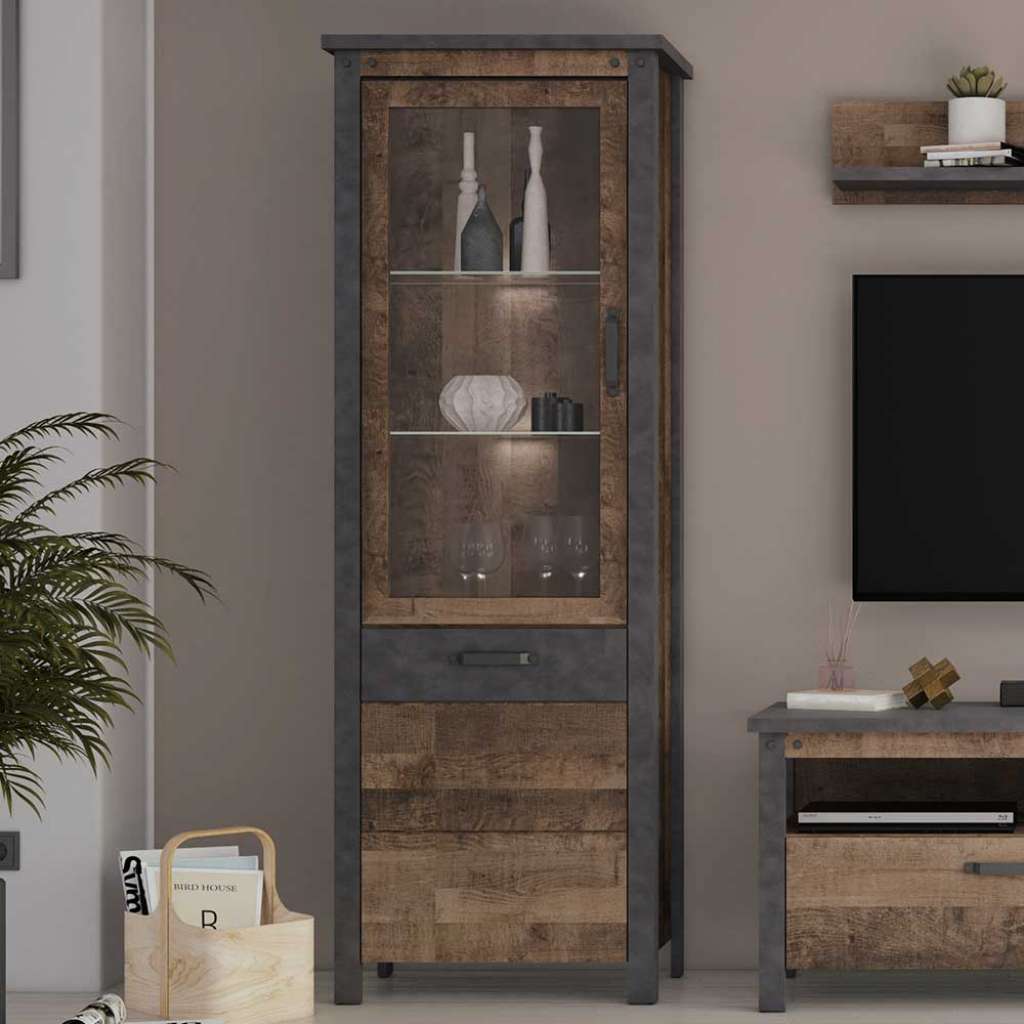 Wohnzimmervitrinenschrank im Industry und Loft Stil 69 cm breit
