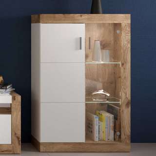 Wohnzimmer Highboard Vitrine in modernem Design 123 cm hoch