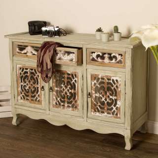 Shabby Chic Sideboard in Graubraun drei Schubladen und Türen