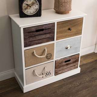 Moderne Landhaus Kommode mit sechs Schubladen 70 cm breit