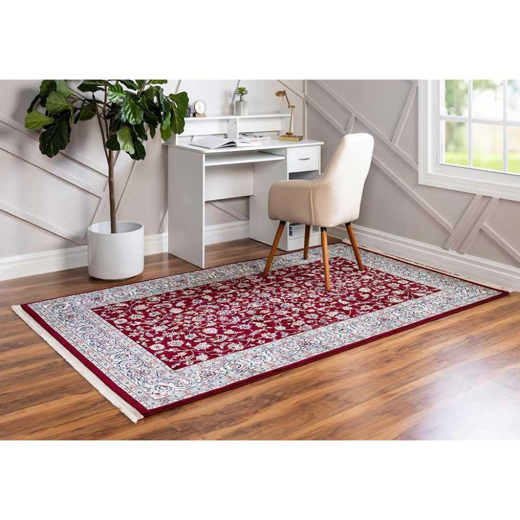 Rechteckiger Orient Stil Teppich in Dunkelrot und Creme 150x245 cm