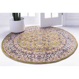 Orient Stil Teppich Oliv Grün aus Kurzflor 150 cm Durchmesser