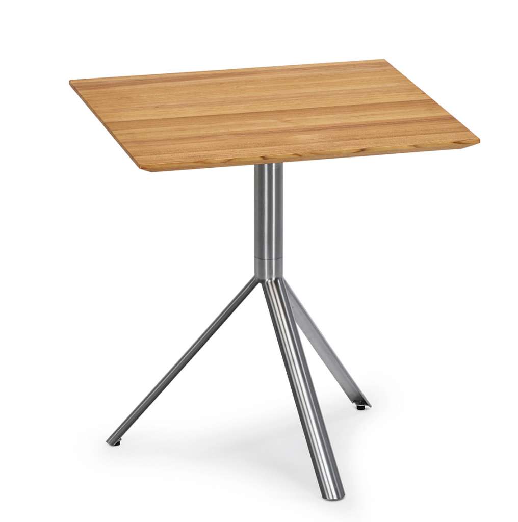 Weishäupl - Trio Bistrotisch eckig - Teak massiv - Gestell Edelstahl - 70 x 70 cm - indoor