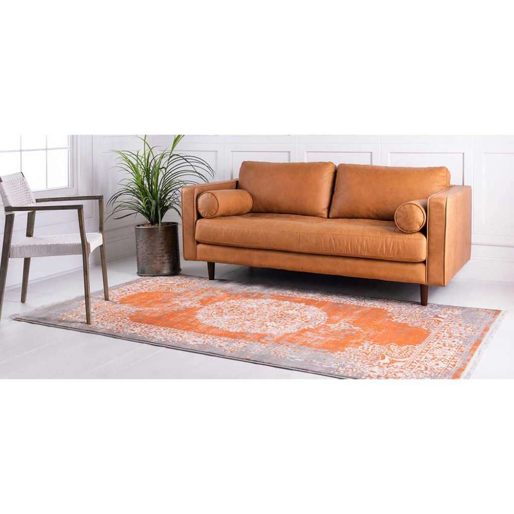 Vintage Teppich Kurzflor mit orientalischem Muster Terracotta