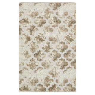 Teppich Outdoor Braun mit Kachelmuster Cremefarben