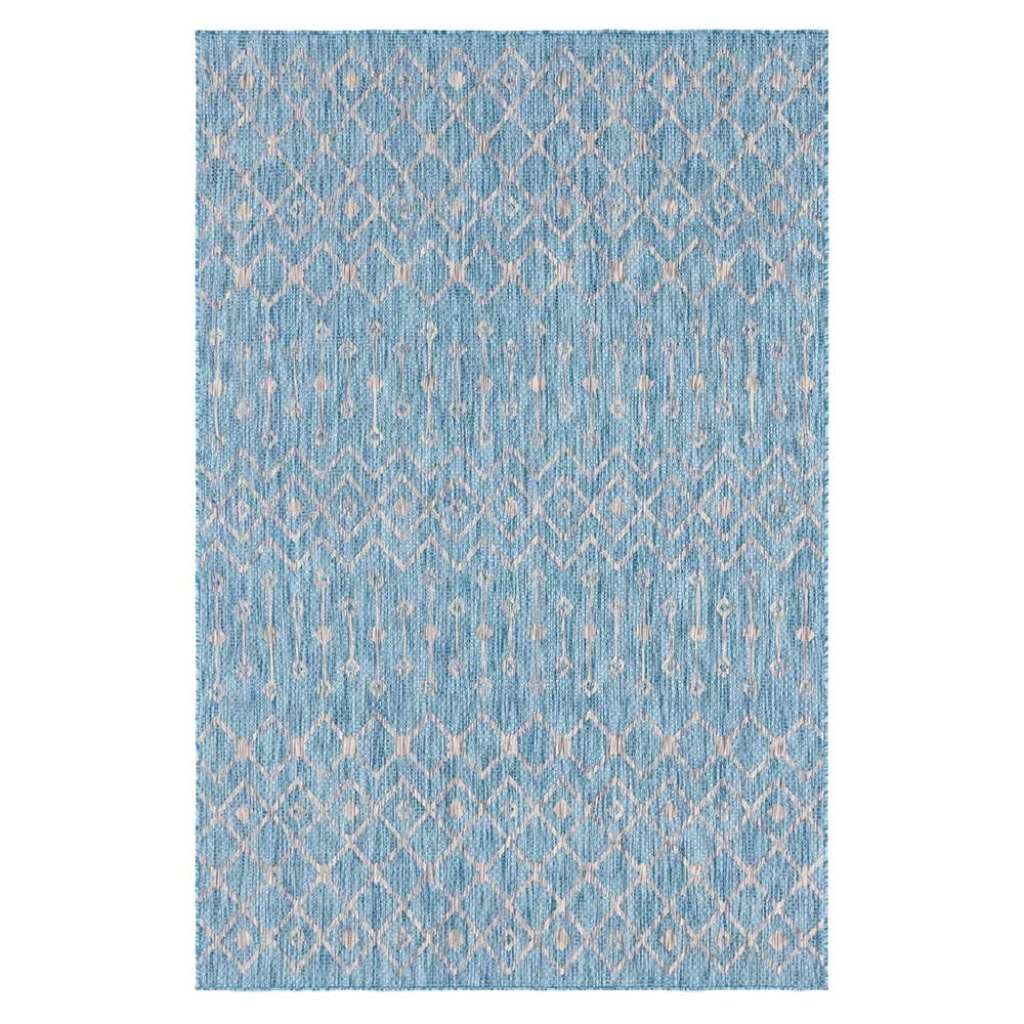 Teppich Outdoor Skandi in Türkis geometrischem Muster