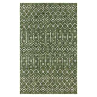 Teppich mit geometrischem Muster Oliv Grün und Creme