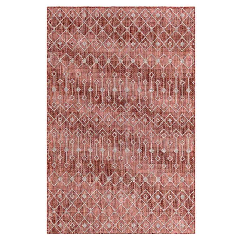 Teppich Outdoor mit geometrischem Muster Rostfarben