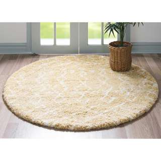 Weicher Hochflor Teppich in Gelb und Cremefarben Skandi Design