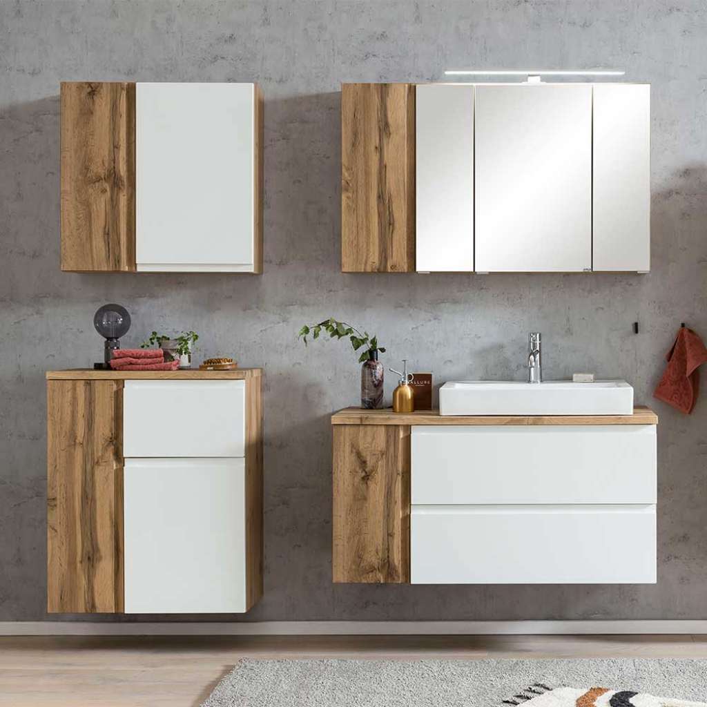 Moderne Badezimmermöbel mit Waschbecken Made in Germany (vierteilig)