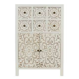 Shabby Chic Stil Dielenkommode in Antikweiß Goldfarben
