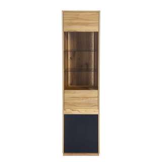 Wohnzimmer Vitrinenschrank in Kernbuchefarben Schwarz matt