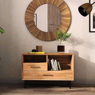 Holzkommode Wildeiche mit zwei Schubladen Skandi Design