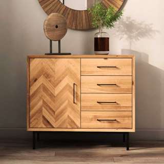 Flurkommode Wildeiche massiv im Skandi Design vier Schubladen