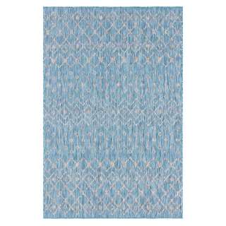 Teppich Outdoor Skandi in Türkis geometrischem Muster