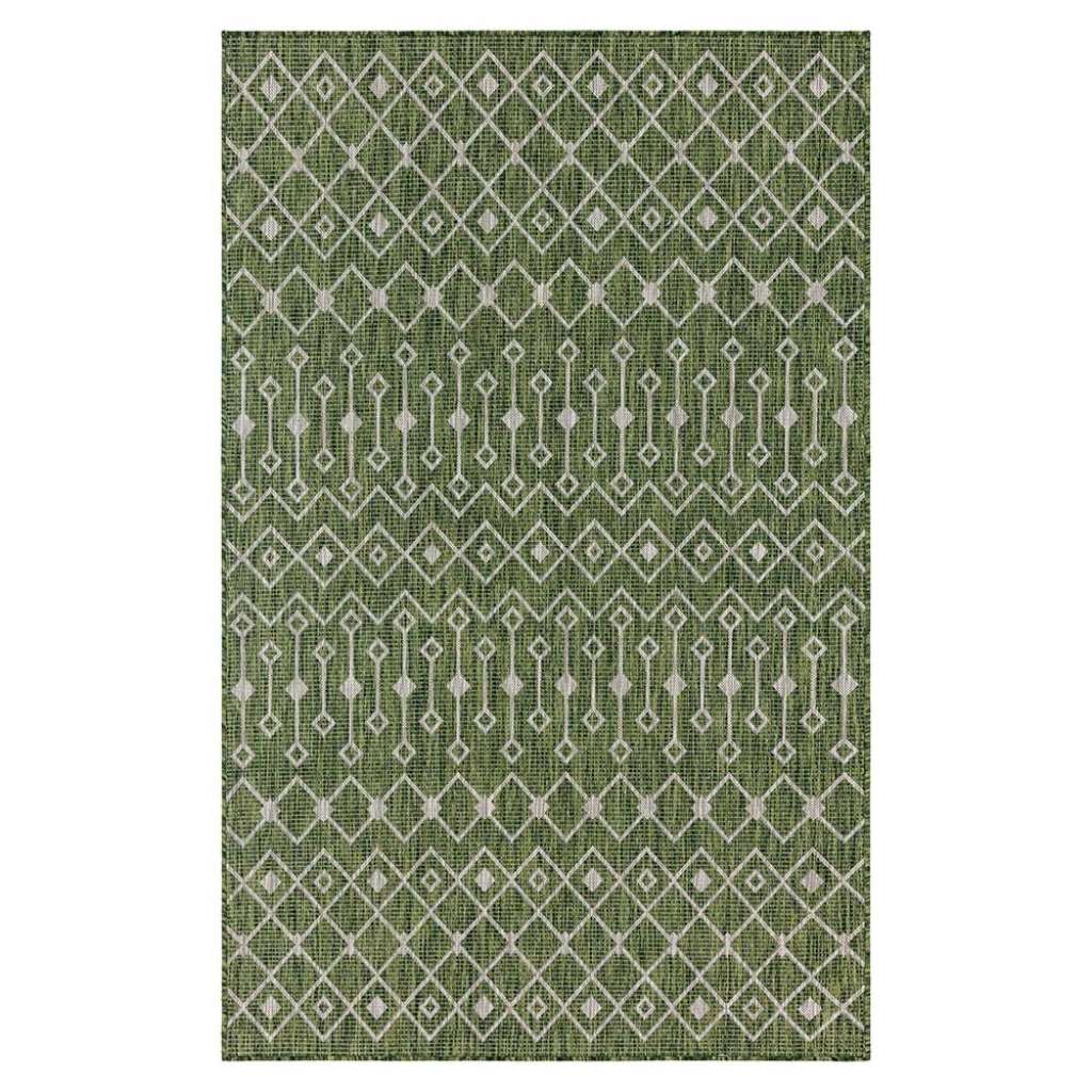 Teppich mit geometrischem Muster Oliv Grün und Creme