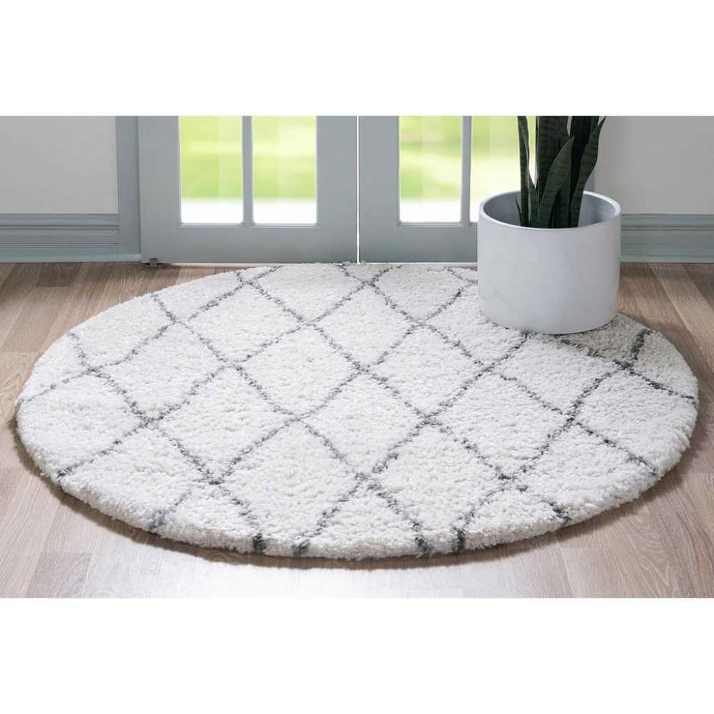 Hochflor Teppich rund Creme 150 cm Durchmesser mit