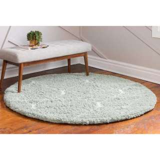 Shaggy Hochflor Teppich in Mintgrün und Cremefarben 150 cm Durchmesser
