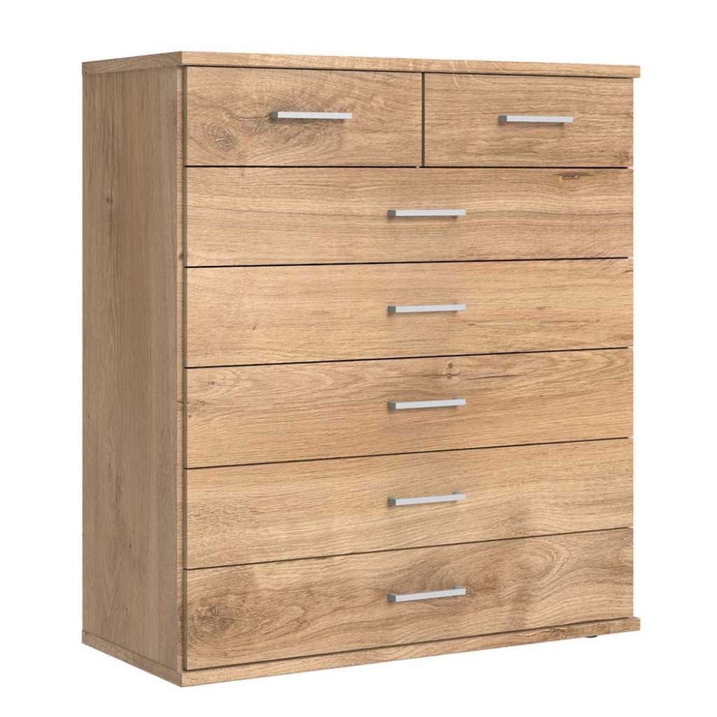 Holzoptik Schubladenkommode in Eichefarben 106 cm hoch - 90 cm breit