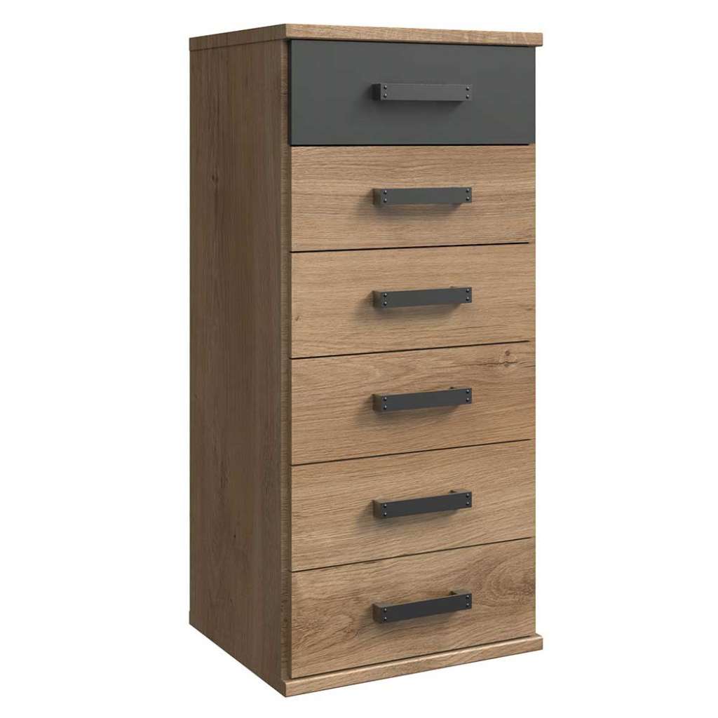 Holzoptik Kommode mit sechs Schubladen Industry und Loft Stil