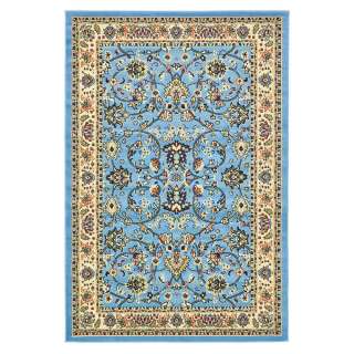 Kurzflor Teppich orientalisch in Hellblau Cremefarben