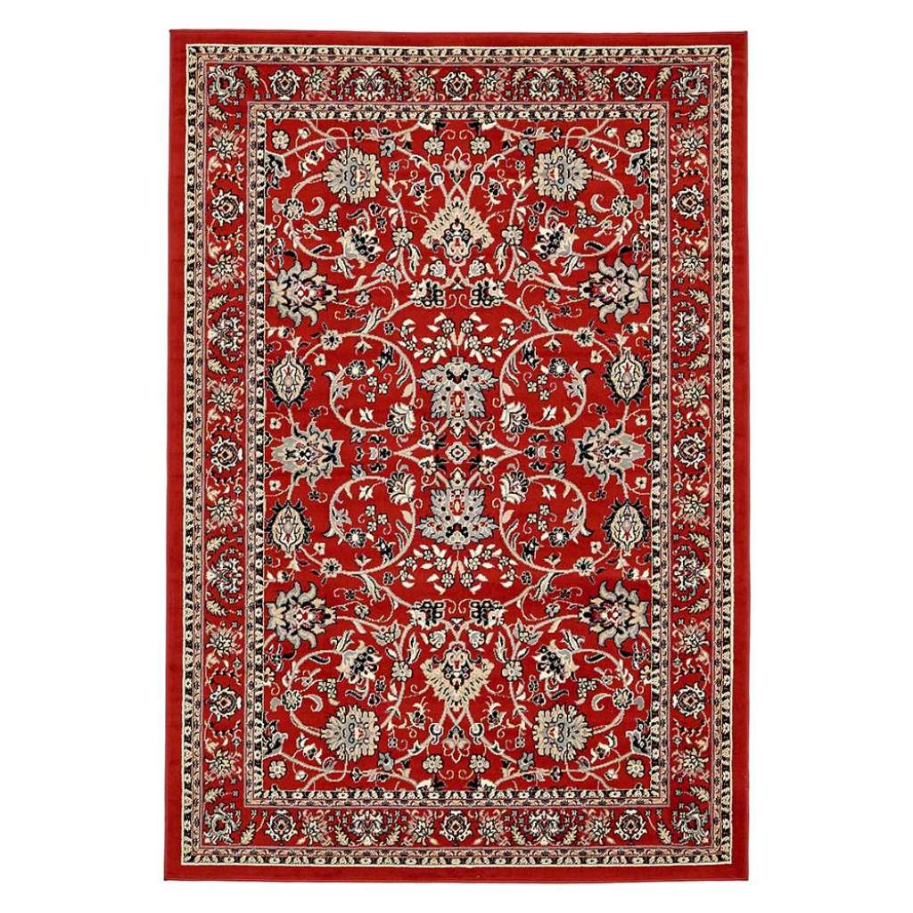 Kurzflorteppich Orient Stil in Rot Cremefarben