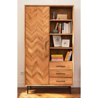 Wildeiche Schrank massiv im Skandi Design 176 cm hoch - 97 cm breit