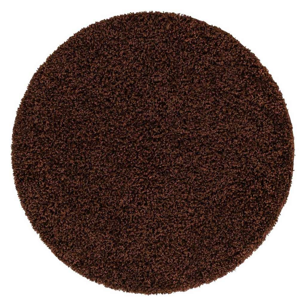 Dunkelbrauner Shaggy Teppich aus Hochflor 120 cm oder 150 cm Durchmesser