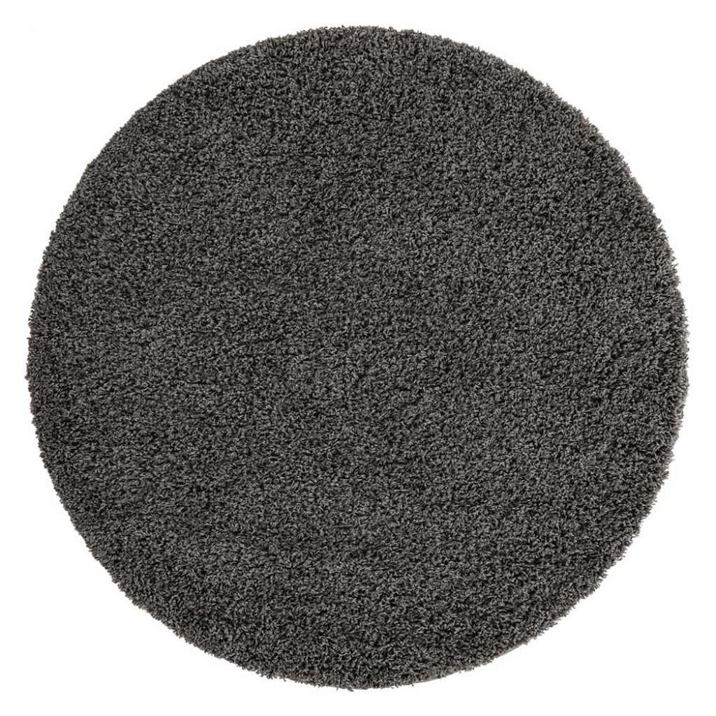 Runder Langflor Teppich in Dunkelgrau 120 cm oder 150 cm Durchmesser